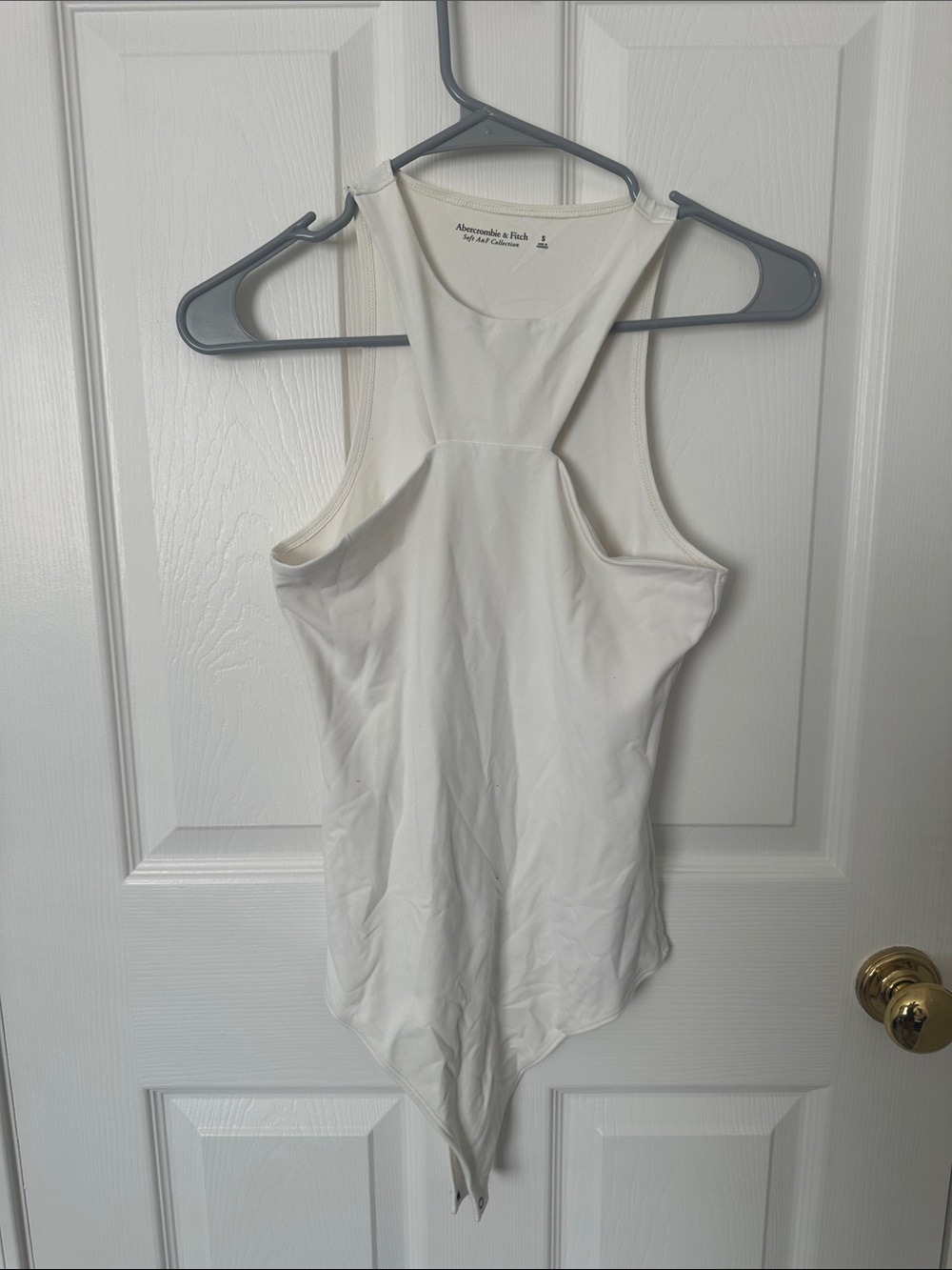 Abercrombie & Fitch Cream High-Neck Racerback Bodysuit